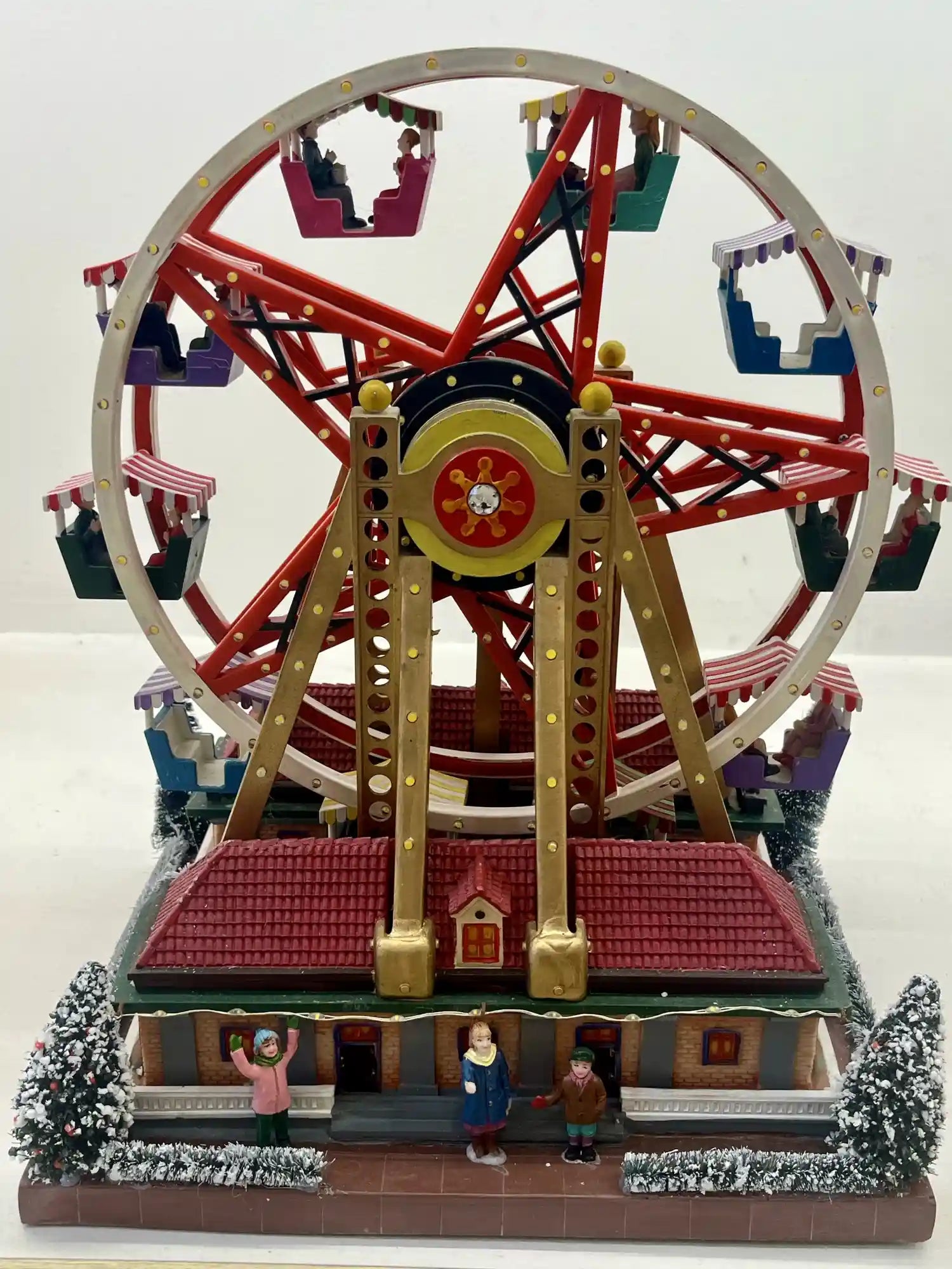 Elektrisches Riesenrad für Weihnachten, Made in Italy. Bewegliche Dekoration mit Licht und Musik aus hochwertigem Resin.